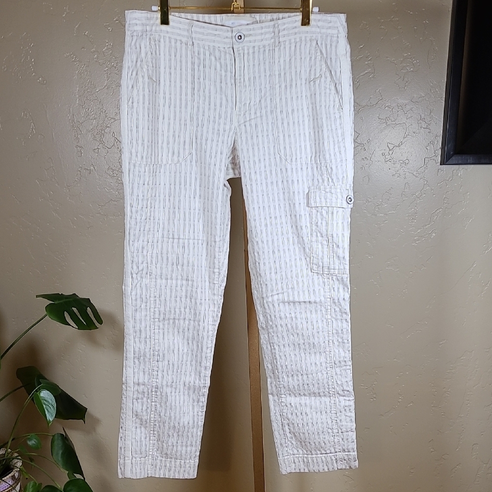 HEI HEI  Pants Navy Cream with Straight Leg Design Size 10 Cotton Spandex